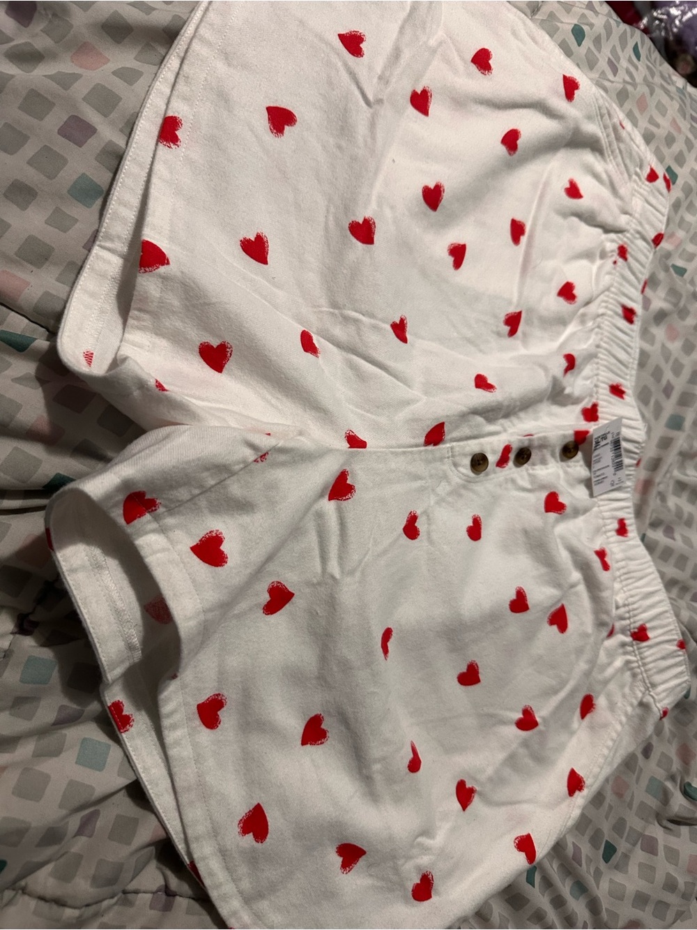 The Children's Place White Shorts with Red Heart Print
